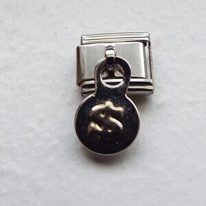 Dollar money sign round dangle stainless steel italian charm bracelet link new